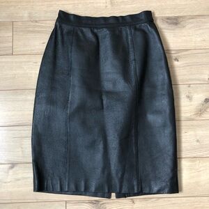 Women’s Vintage Pelle Cuir Black Leather Pencil Skirt size 6